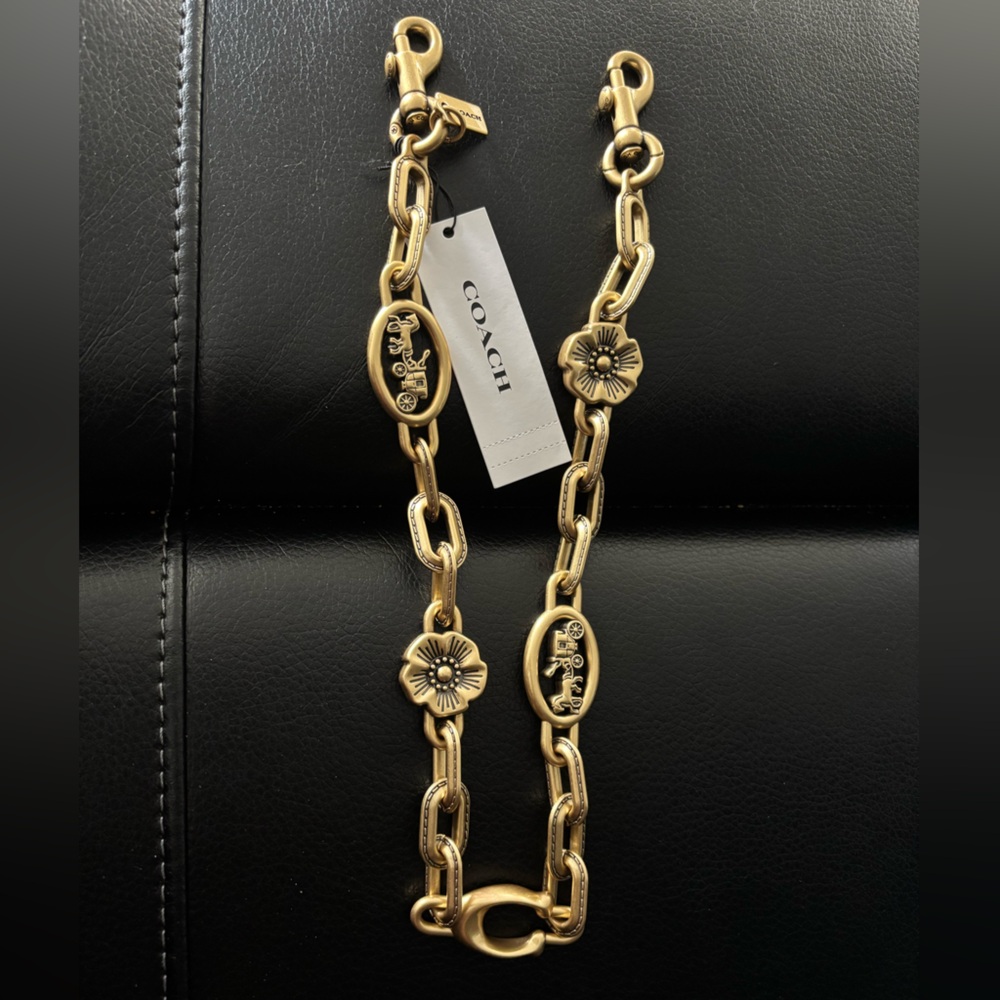Coach Brass Horse and Carriage Chain Strap NEW ✨